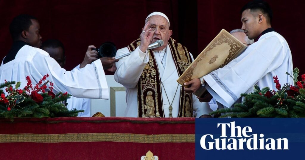 Pope Francis urges world to ‘silence sound of arms’ in Christmas speech | Pope Francis Pope Francis urges world to ‘silence sound of arms’ in Christmas speech | Pope Francis