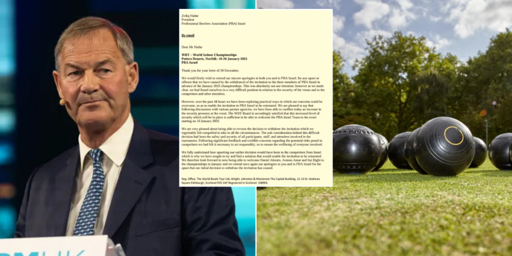 World Bowls Tour WILL let Israeli bowlers play as UK championship beefs up security against pro-Palestine ‘intimidation’ World Bowls Tour WILL let Israeli bowlers play as UK championship beefs up security against pro-Palestine ‘intimidation’